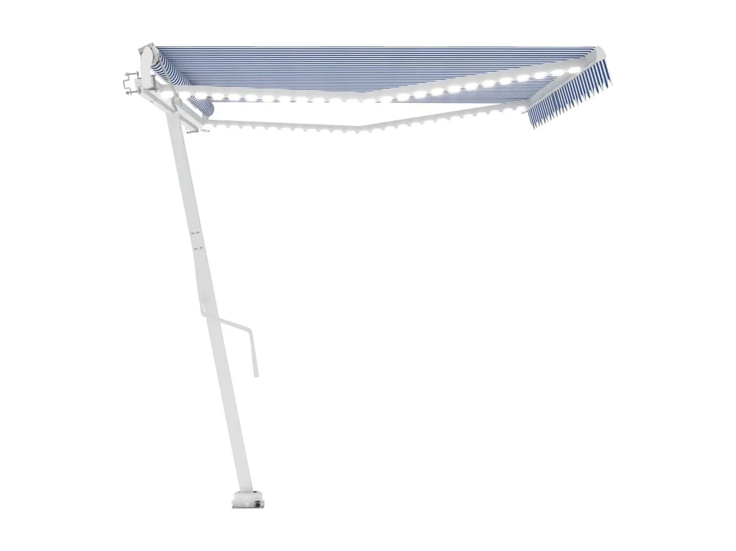 Auvent automatique capteur de vent/LED 500x300 cm Bleu et blanc