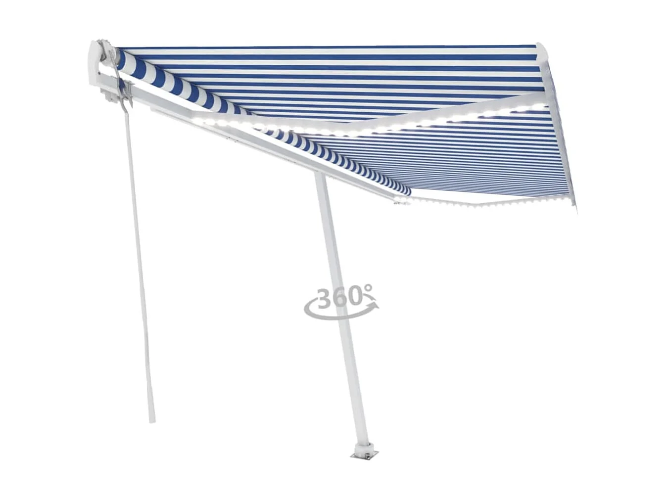Luifel automatisch met LED en windsensor 500x300 cm blauw wit