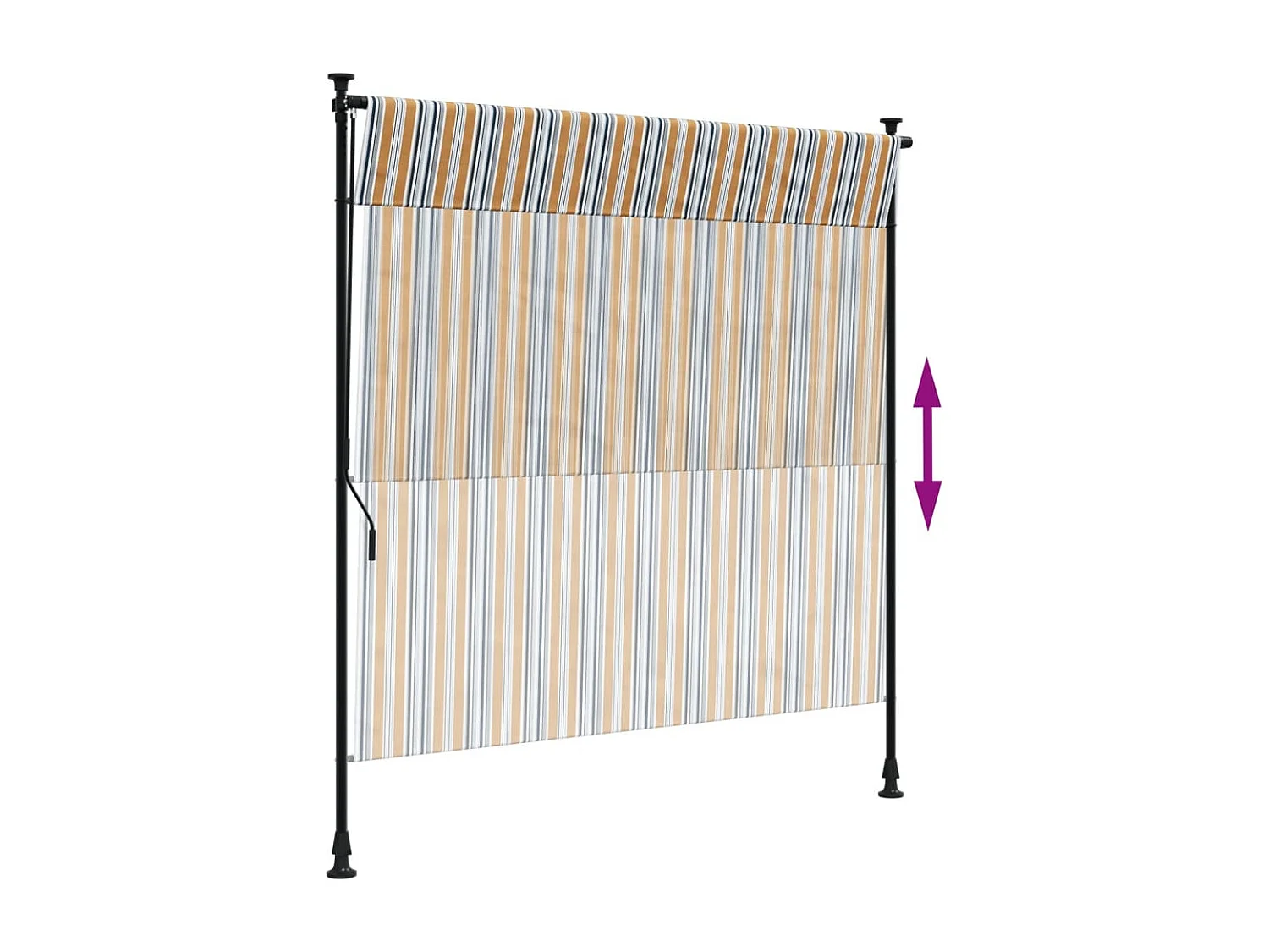 Estore de rolo exterior 200x270 cm tecido/aço amarelo e branco