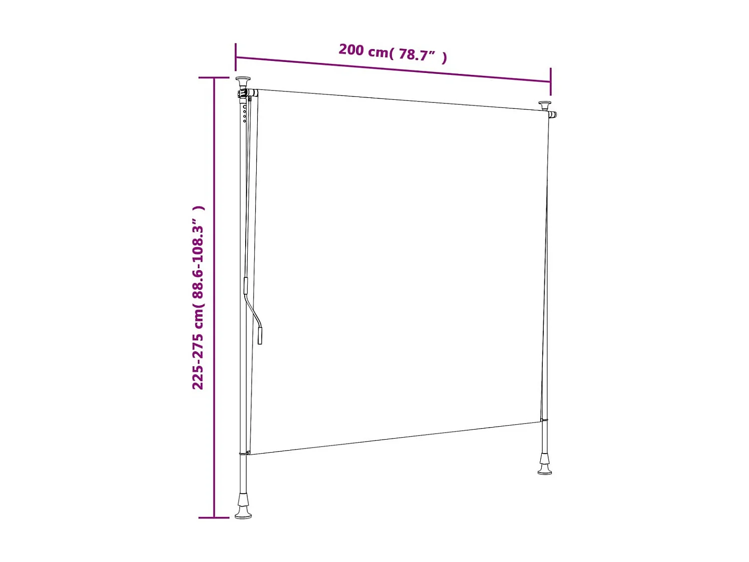 Estore de rolo exterior 200x270 cm tecido/aço amarelo e branco
