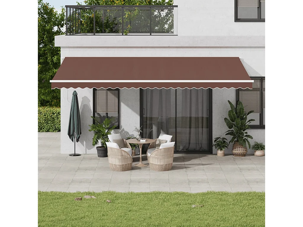 Auvent rétractable automatique avec LED marron 600x350 cm