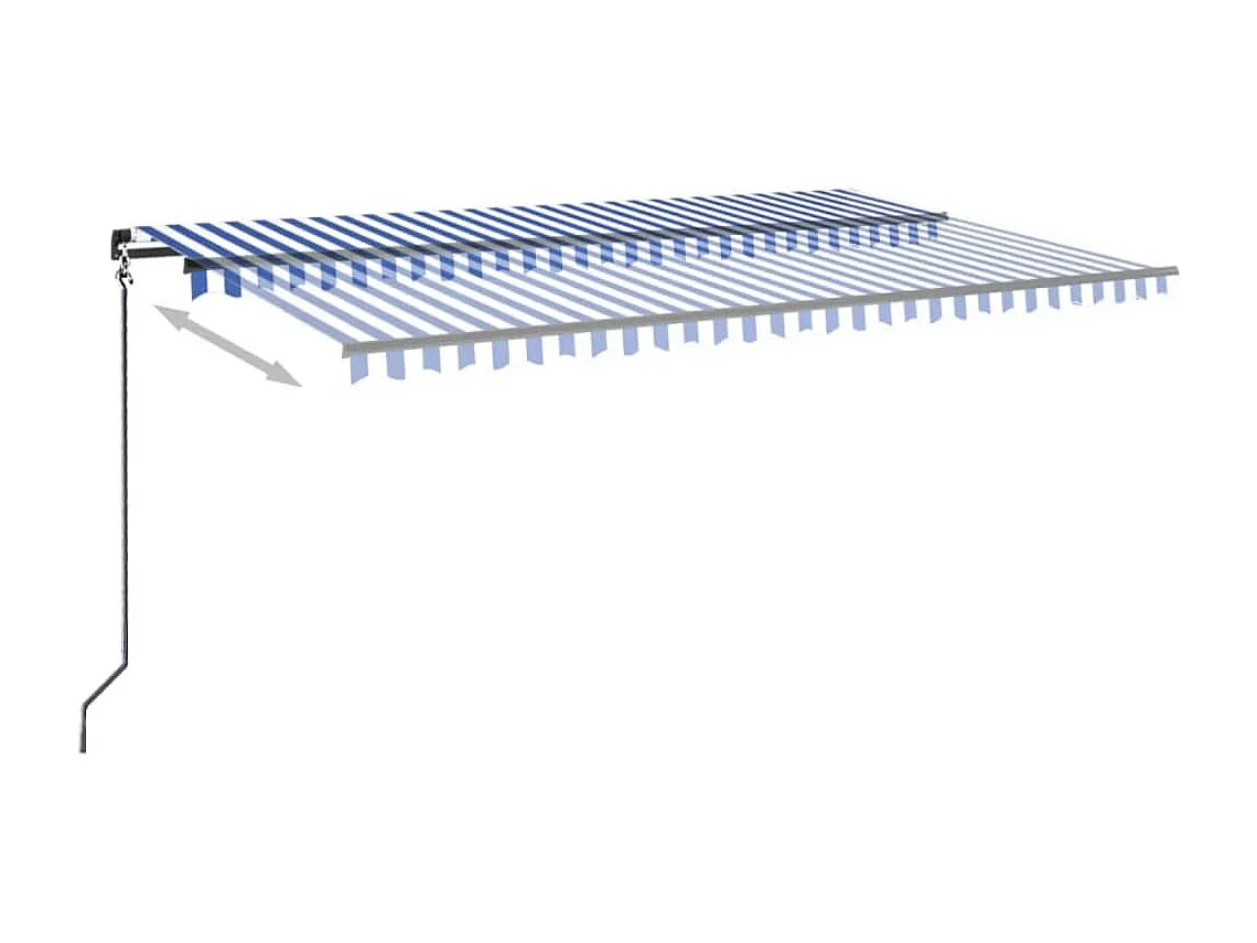 Toldo retrátil manual 500x350 cm azul e branco