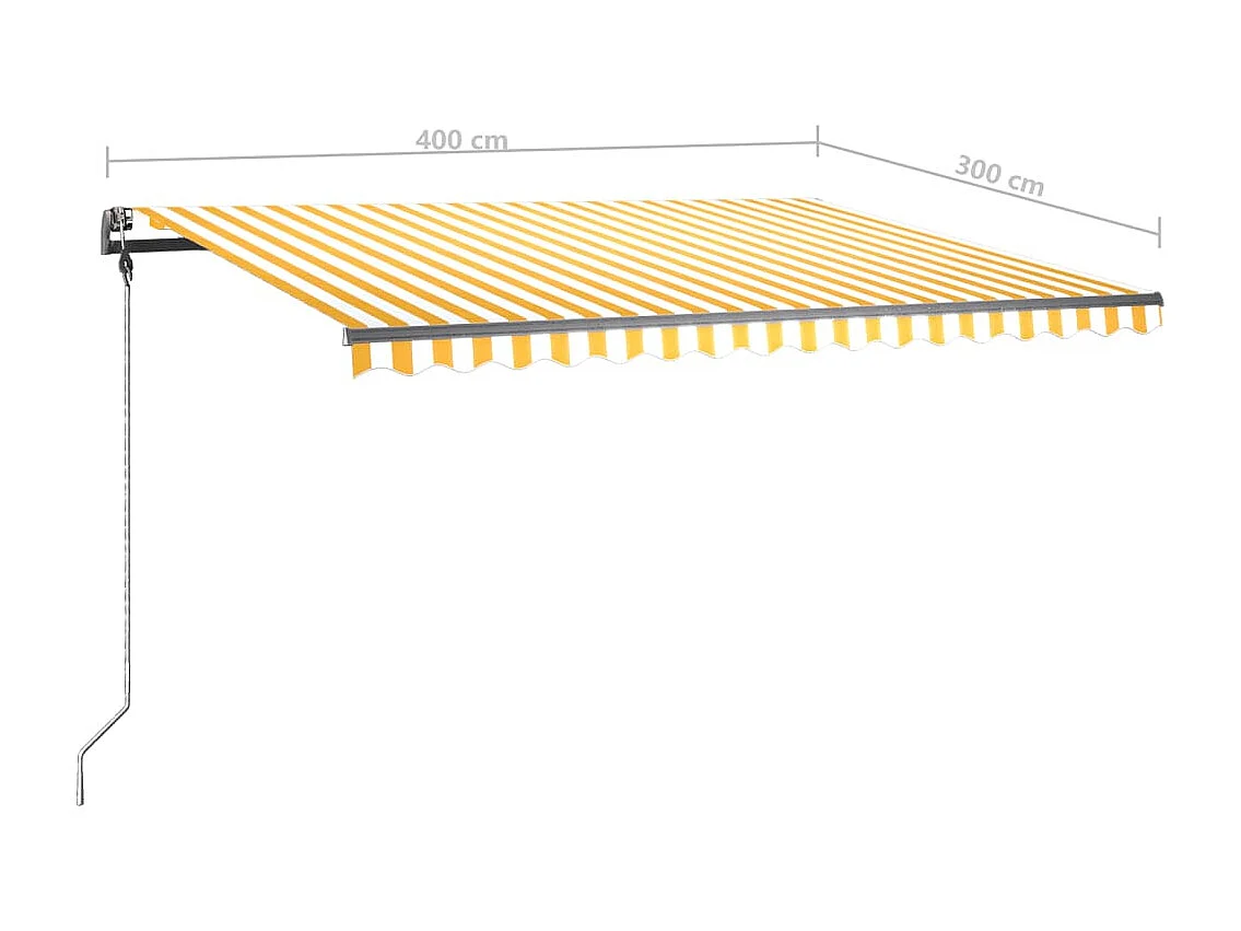 Toldo de pie retráctil manual amarillo y blanco 400x300 cm