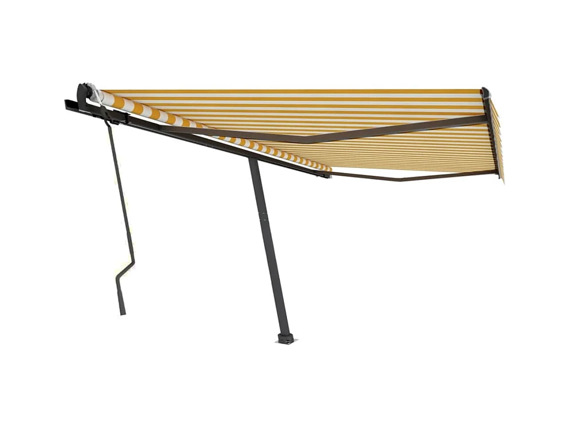 Auvent manuel rétractable sur pied 400x300 cm Jaune et blanc
