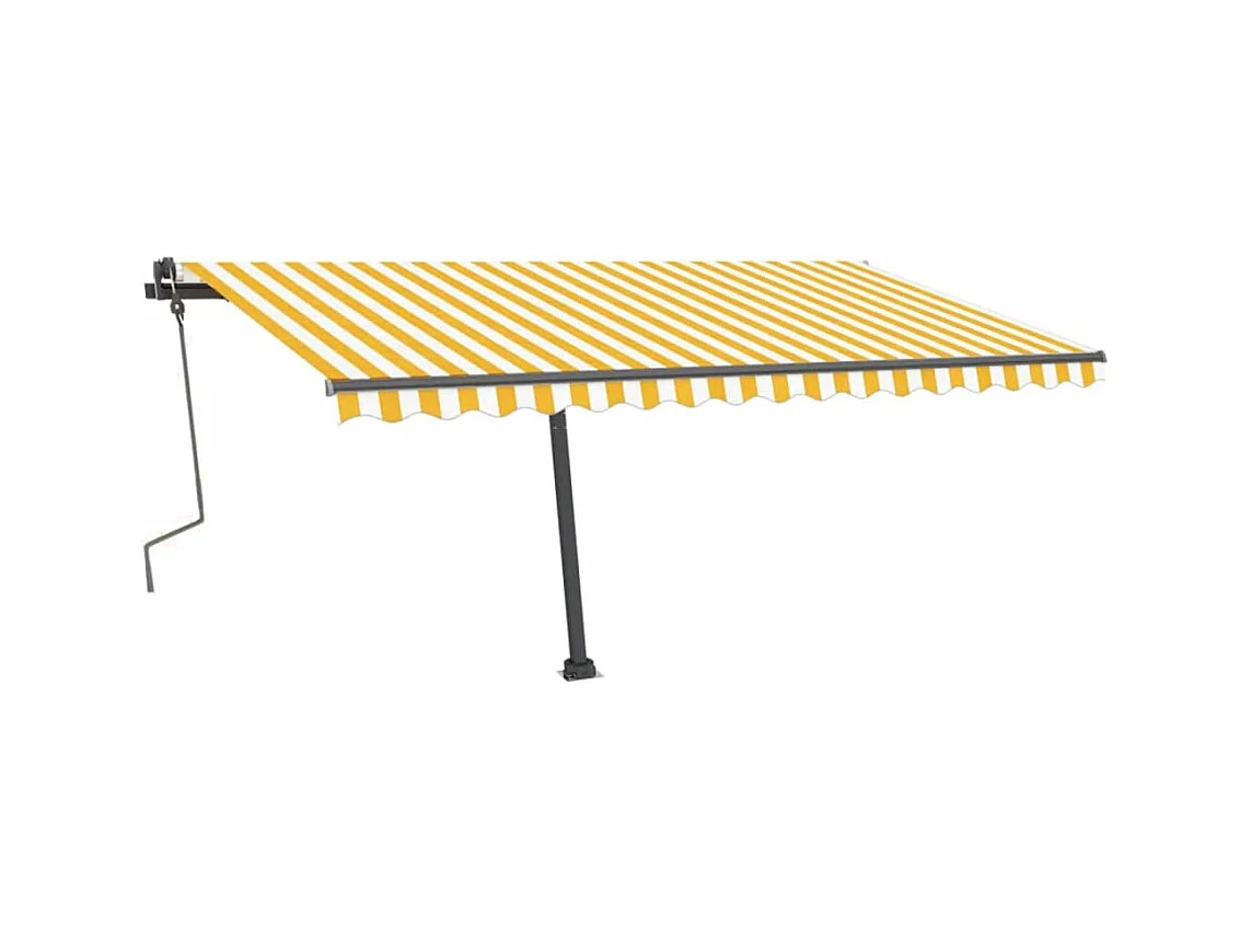 Auvent manuel rétractable sur pied 400x300 cm Jaune et blanc