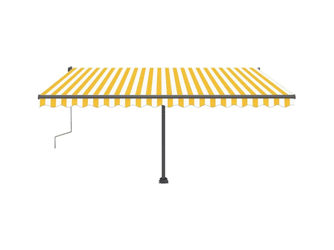 Auvent manuel rétractable sur pied 400x300 cm Jaune et blanc