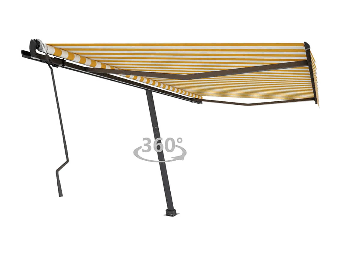 Auvent manuel rétractable sur pied 400x300 cm Jaune et blanc