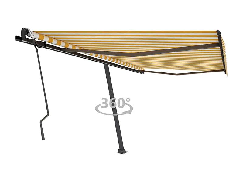 Tenda Retrattile Manuale con Palo 400x300 cm Giallo/Bianco