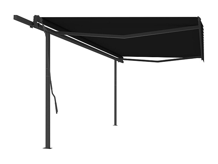 Tenda Da Sole Retrattile Manuale Con Pali 4x3 M Antracite