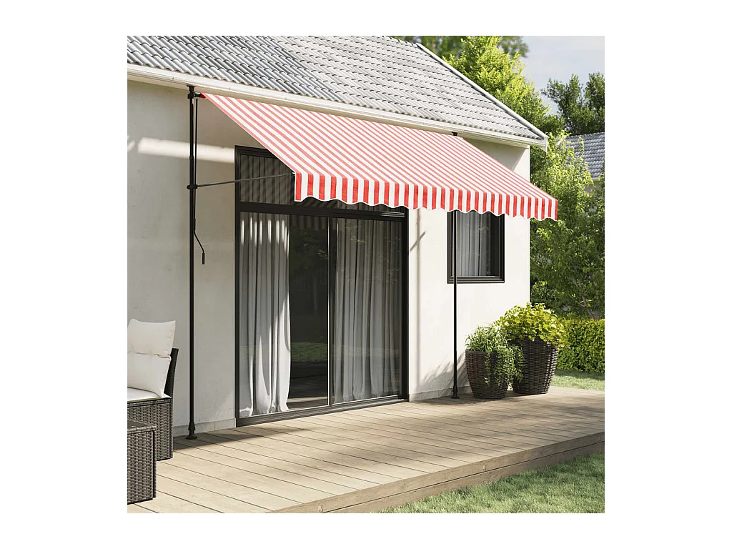 Tissu de remplacement pour auvent rayures rouges et blanches
