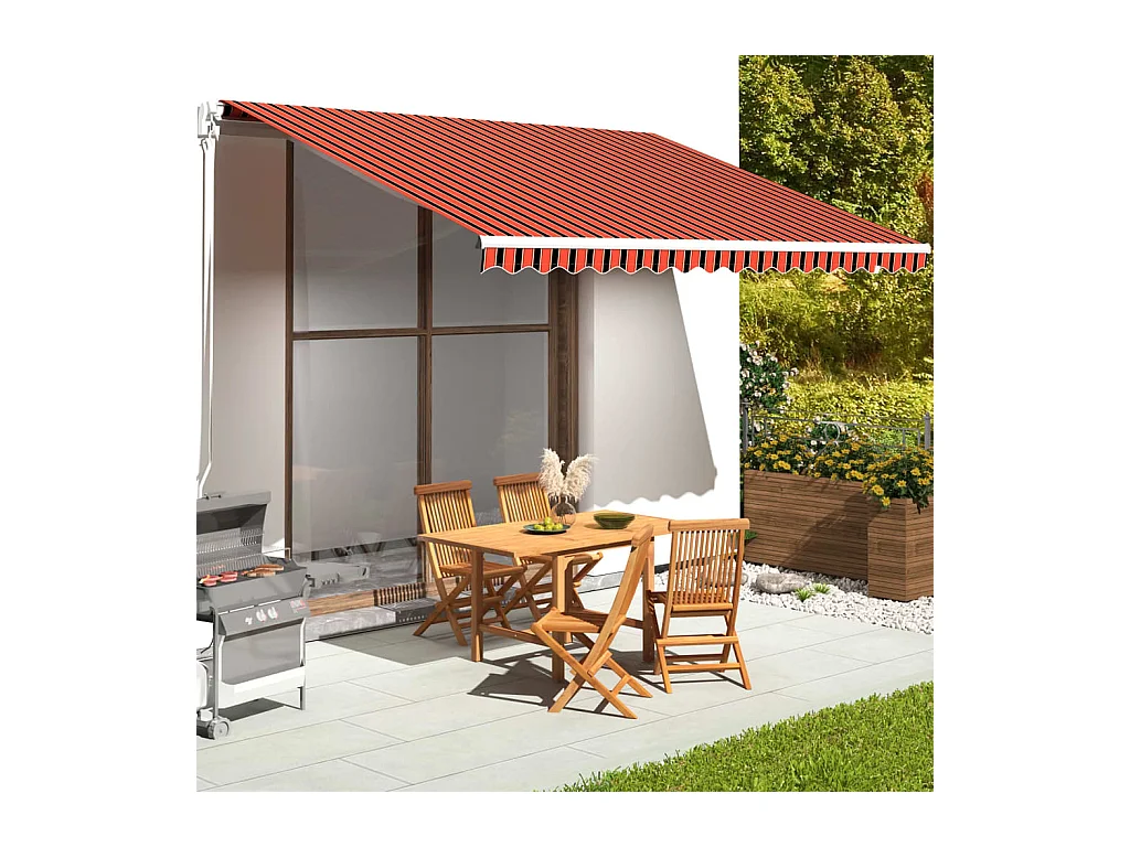 Tessuto di Ricambio Tenda da Sole Arancione e Marrone 4,5x3,5 m