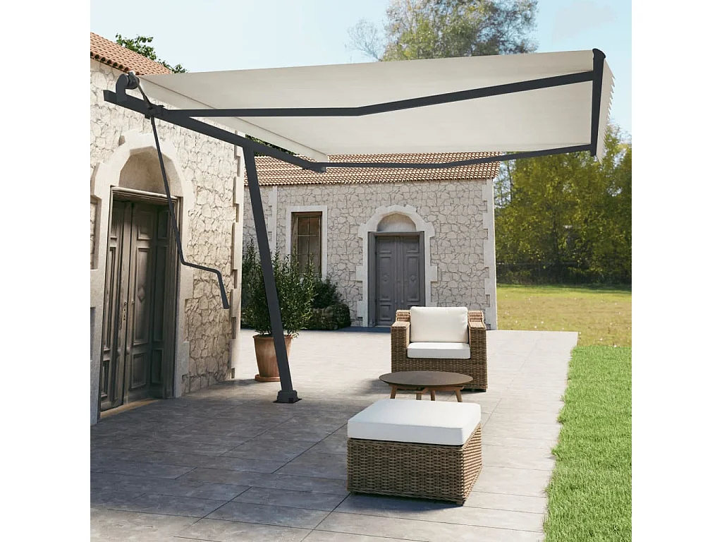 Jeu de poteaux d'auvent anthracite 450x245 cm fer