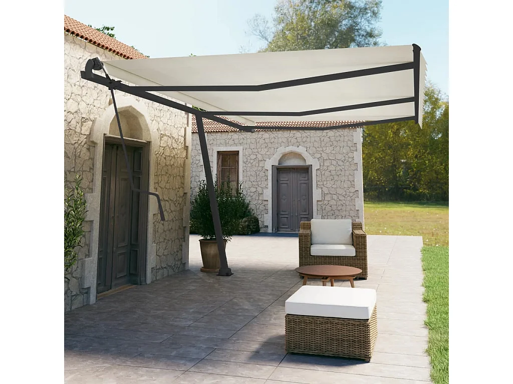 Jeu de poteaux d'auvent anthracite 600x245 cm fer