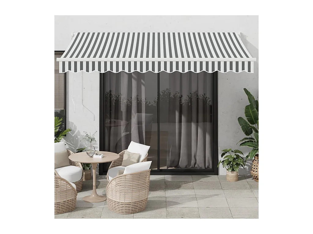 Auvent rétractable anthracite et blanc 3,5x2,5m tissu/aluminium