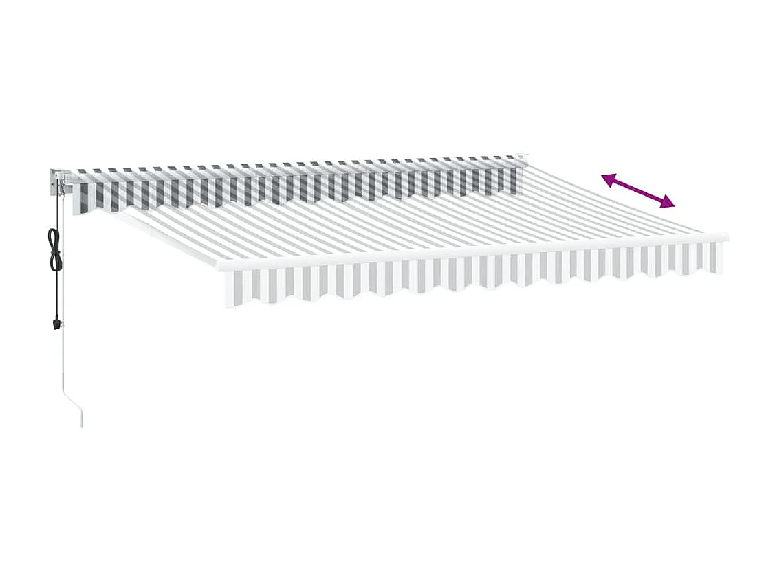 Auvent rétractable anthracite et blanc 3,5x2,5m tissu/aluminium