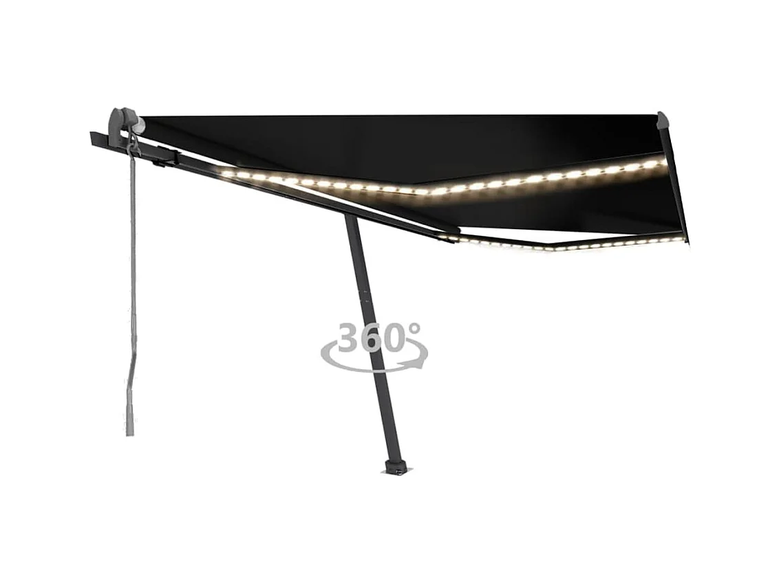 Auvent automatique capteur de vent et LED 400x300 cm Anthracite