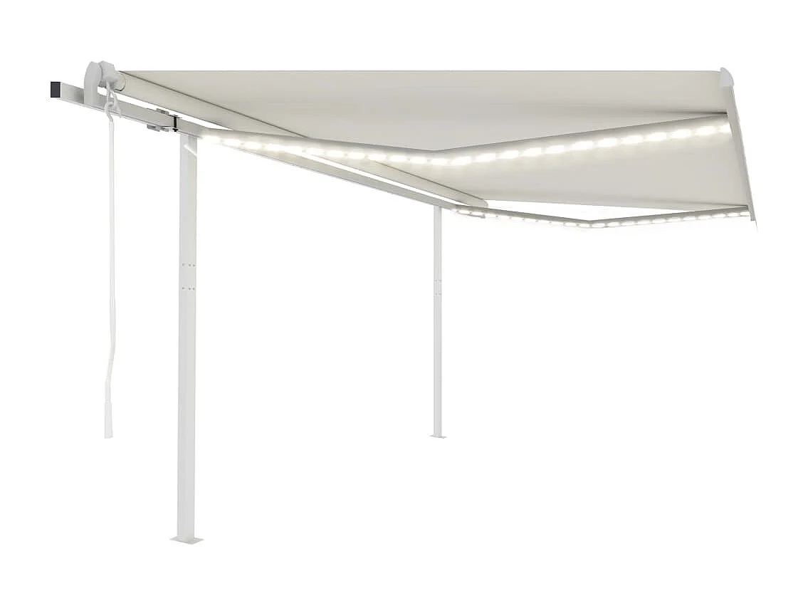 Toldo automático con LED y sensor de viento crema 4x3 m