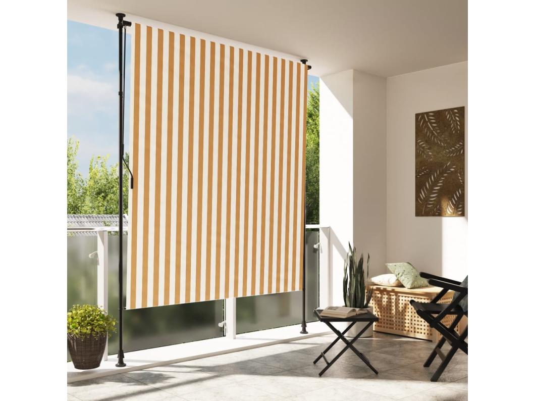 Rolgordijn voor buiten 200x270 cm stof en staal oranje en wit