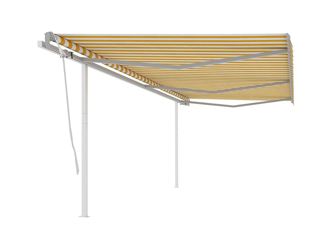 Auvent manuel rétractable avec poteaux 6x3 m Jaune et blanc
