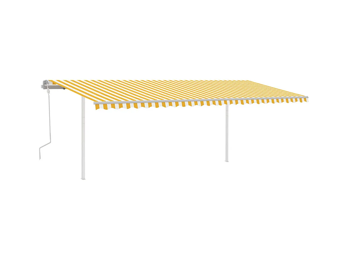 Auvent manuel rétractable avec poteaux 6x3 m Jaune et blanc