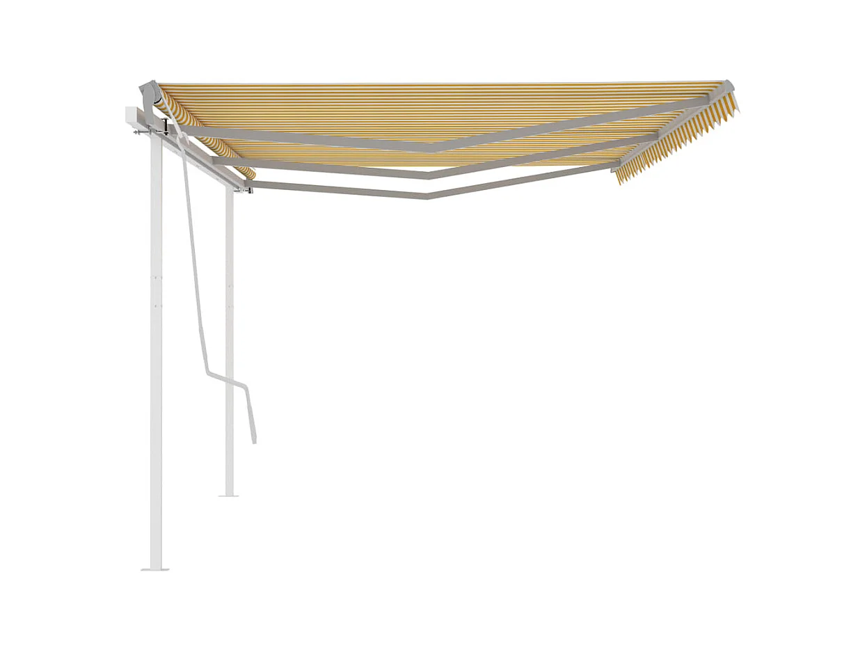 Auvent manuel rétractable avec poteaux 6x3 m Jaune et blanc