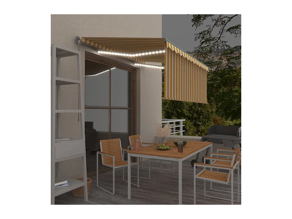 Auvent rétractable manuel store LED 3,5x2,5 m Jaune et blanc