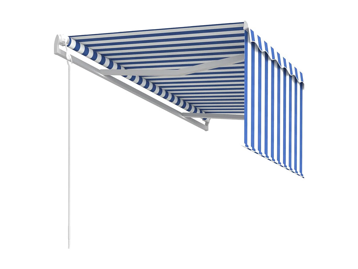 Toldo retrátil automático com estore 3,5x2,5 m azul e branco