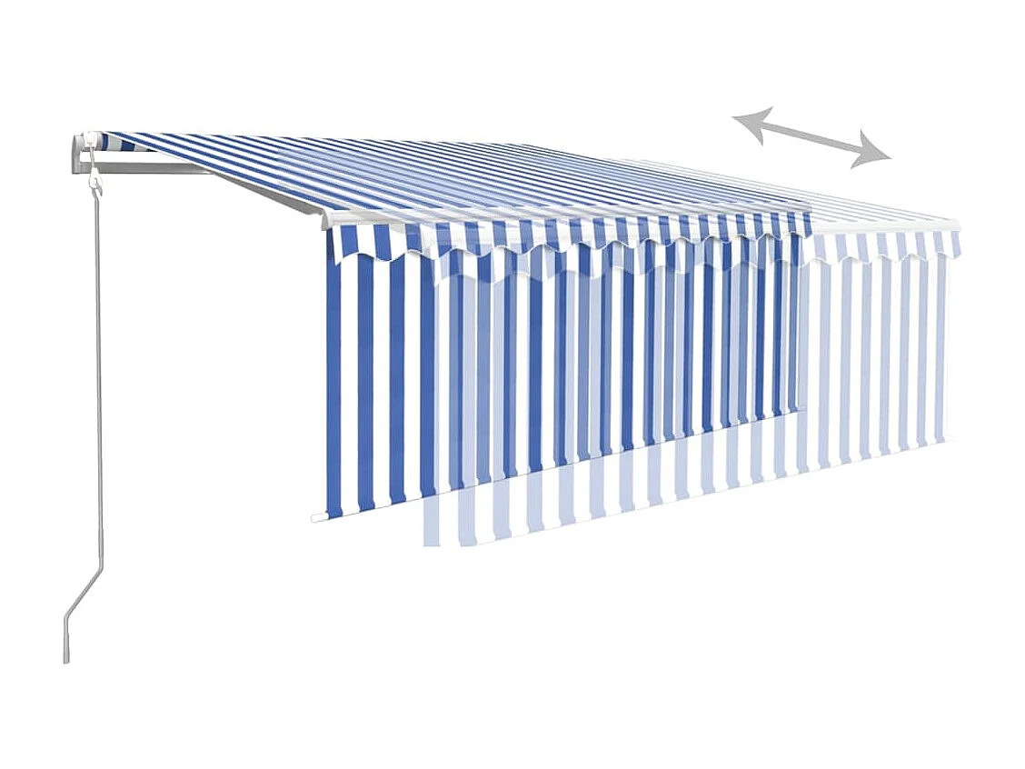 Luifel automatisch uittrekbaar rolgordijn 3,5x2,5 m blauw wit