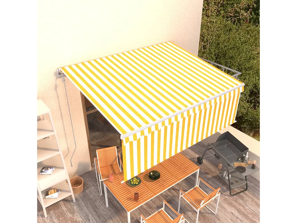 Auvent automatique rétractable avec store 4x3 m Jaune et blanc
