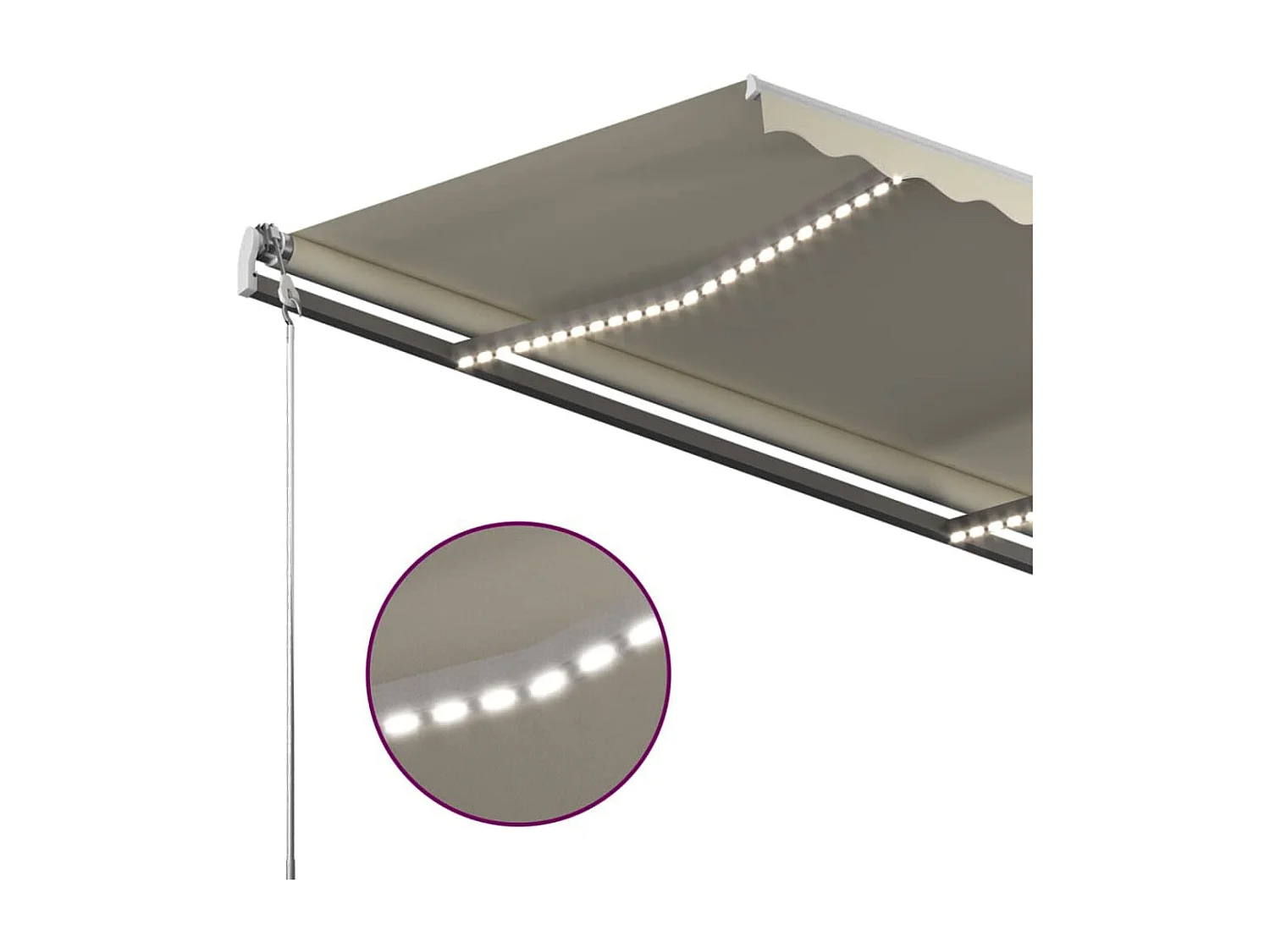 Tenda da Sole Retrattile Manuale con LED 400x300 cm Crema