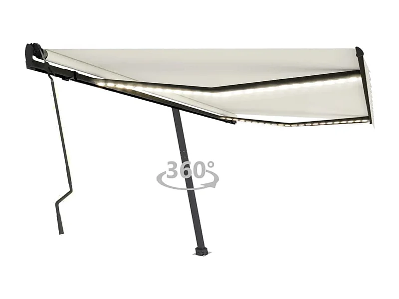 Tenda da Sole Retrattile Manuale con LED 400x300 cm Crema