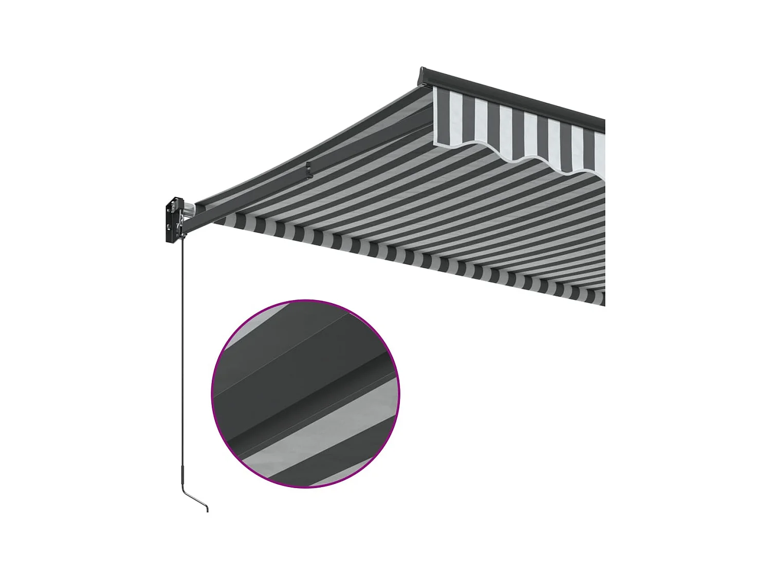 Auvent rétractable anthracite/blanc 3x2,5 m tissu et aluminium