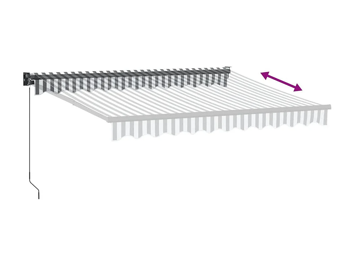 Luifel uittrekbaar 3x2,5 m stof en aluminium antraciet en wit