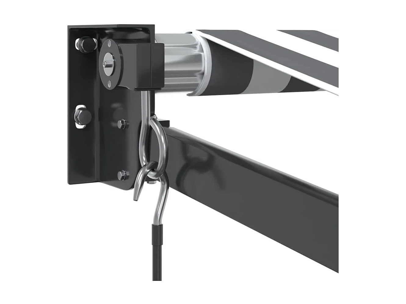 Luifel uittrekbaar 3x2,5 m stof en aluminium antraciet en wit