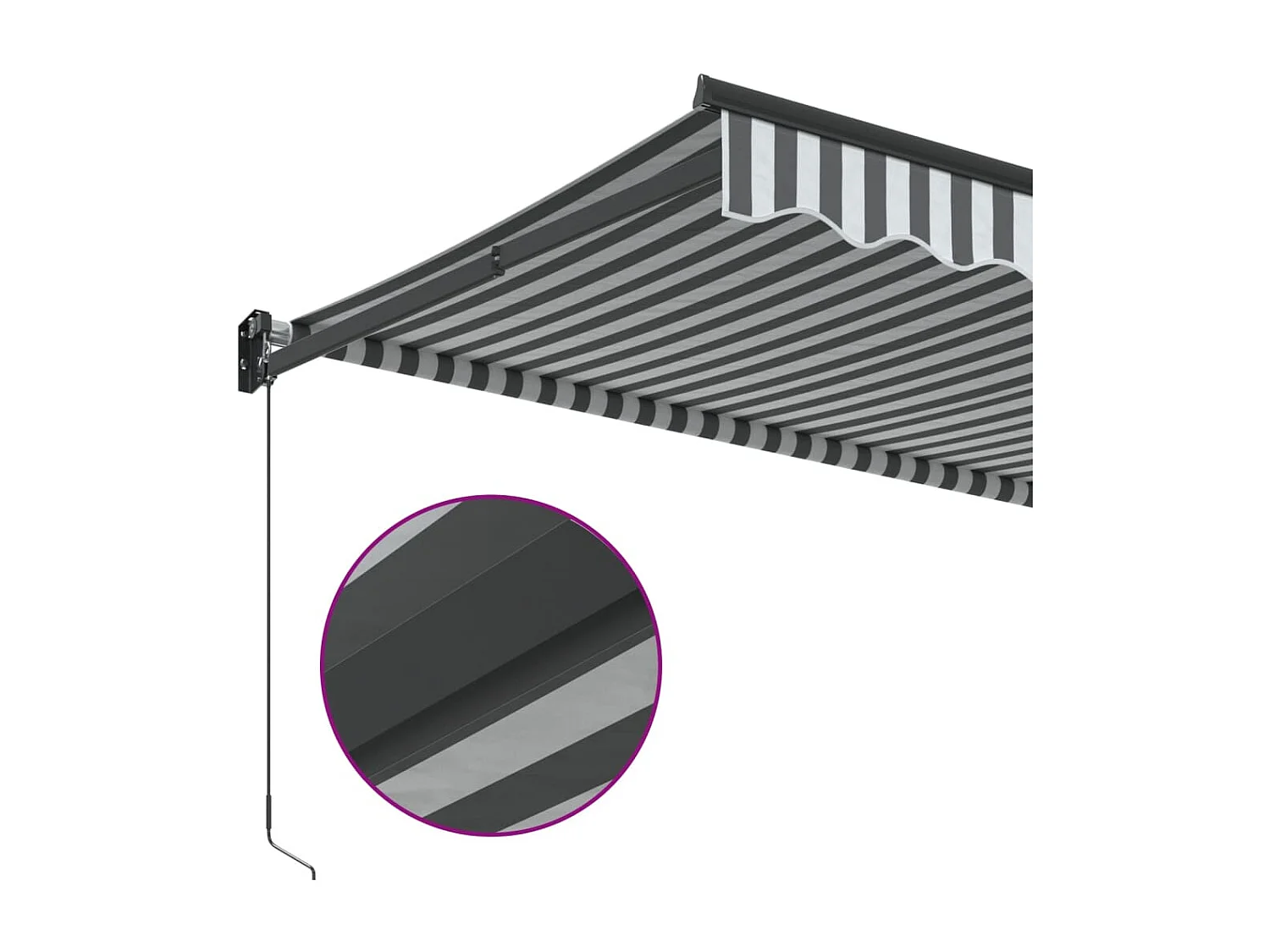 Luifel uittrekbaar 3x2,5 m stof en aluminium antraciet en wit