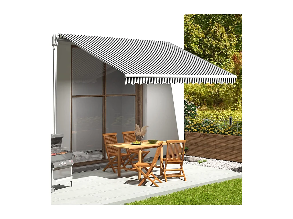 Tissu de remplacement pour auvent Anthracite et blanc 4,5x3,5 m