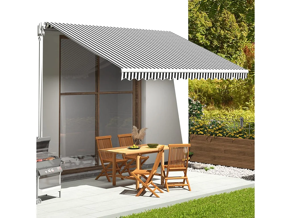 Tissu de remplacement pour auvent Anthracite et blanc 4,5x3,5 m