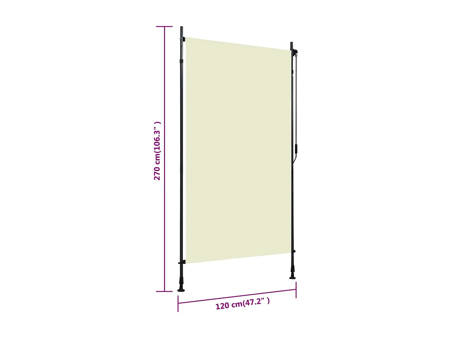 Store roulant d'extérieur 120 x 270 cm Crème