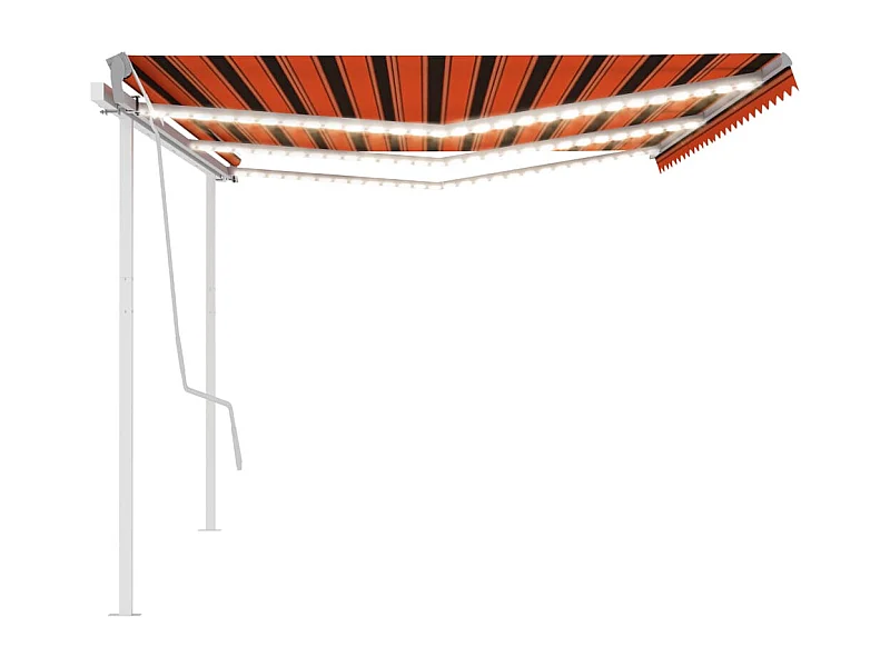 Auvent manuel rétractable avec LED 6x3 m Orange et marron