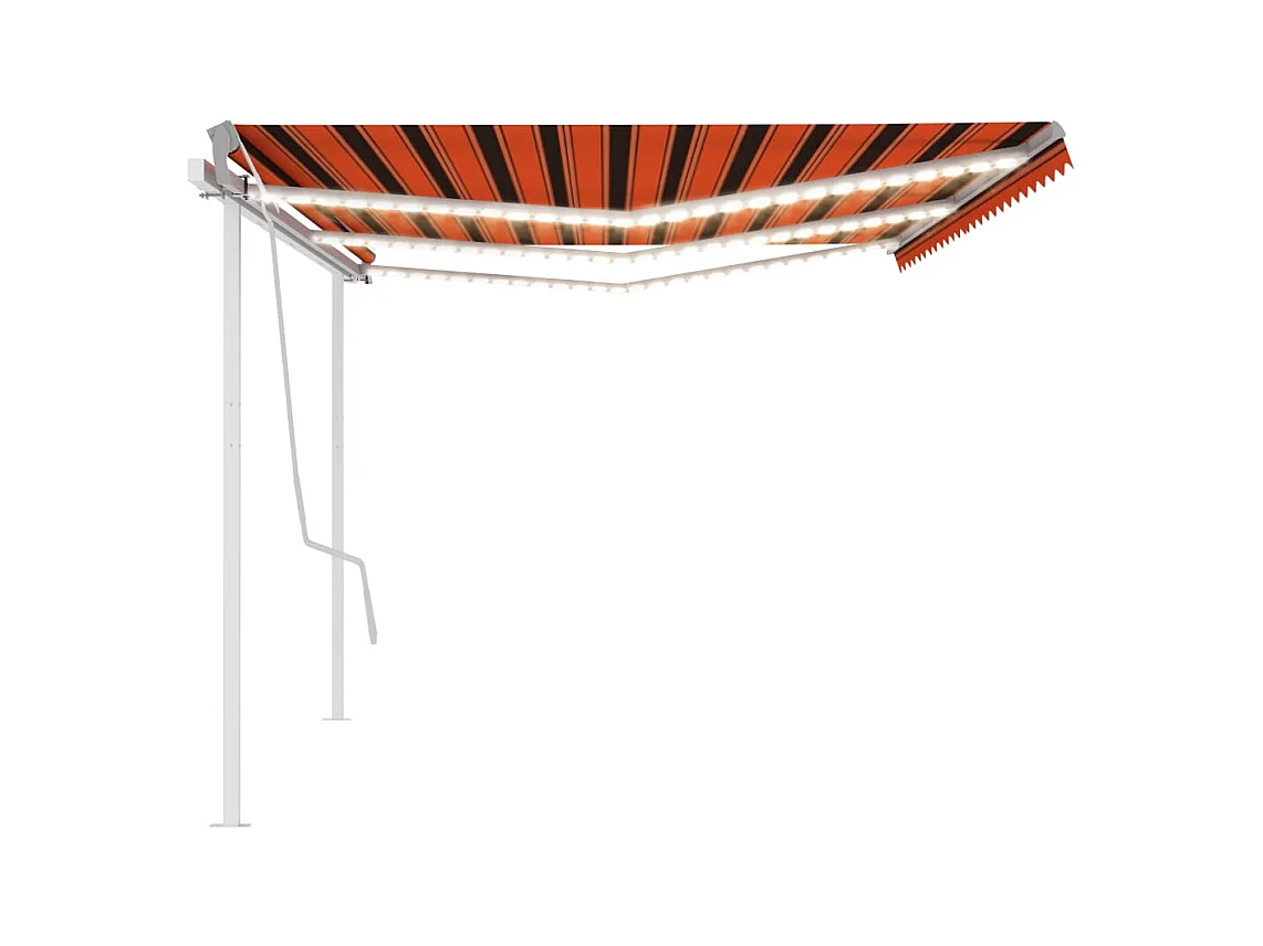 Auvent manuel rétractable avec LED 6x3 m Orange et marron