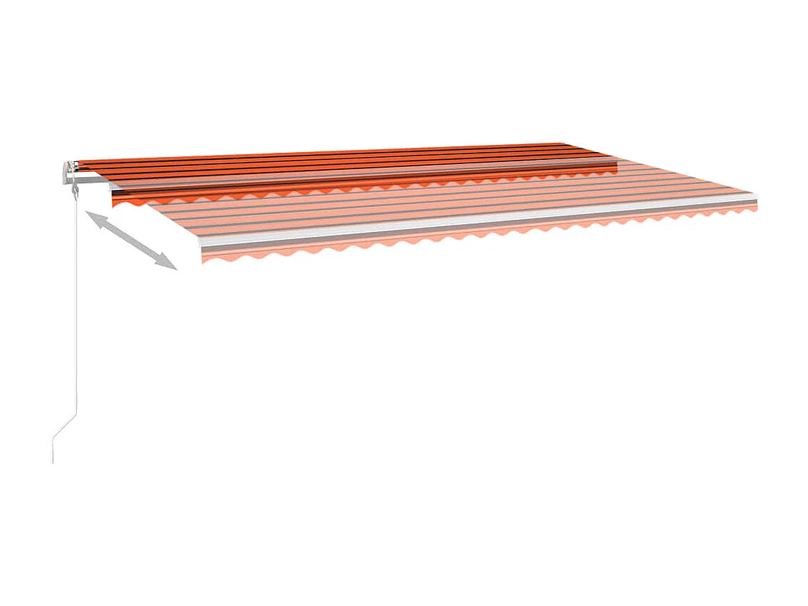 Toldo retrátil manual com LED 6x3 m laranja e castanho