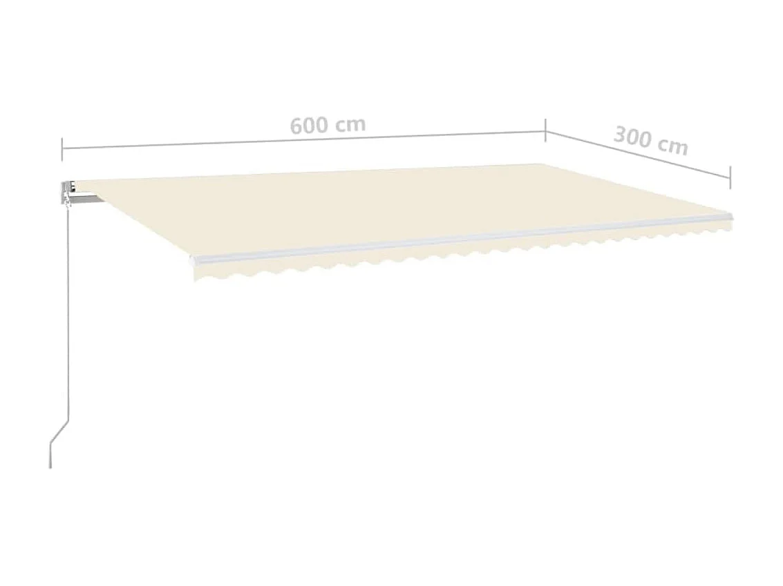 Tenda da Sole Retrattile Manuale con LED 600x300 cm Crema