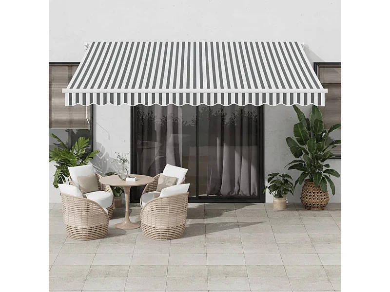 Tenda da Sole Retrattile Manuale Antracite e Bianco 400x350 cm