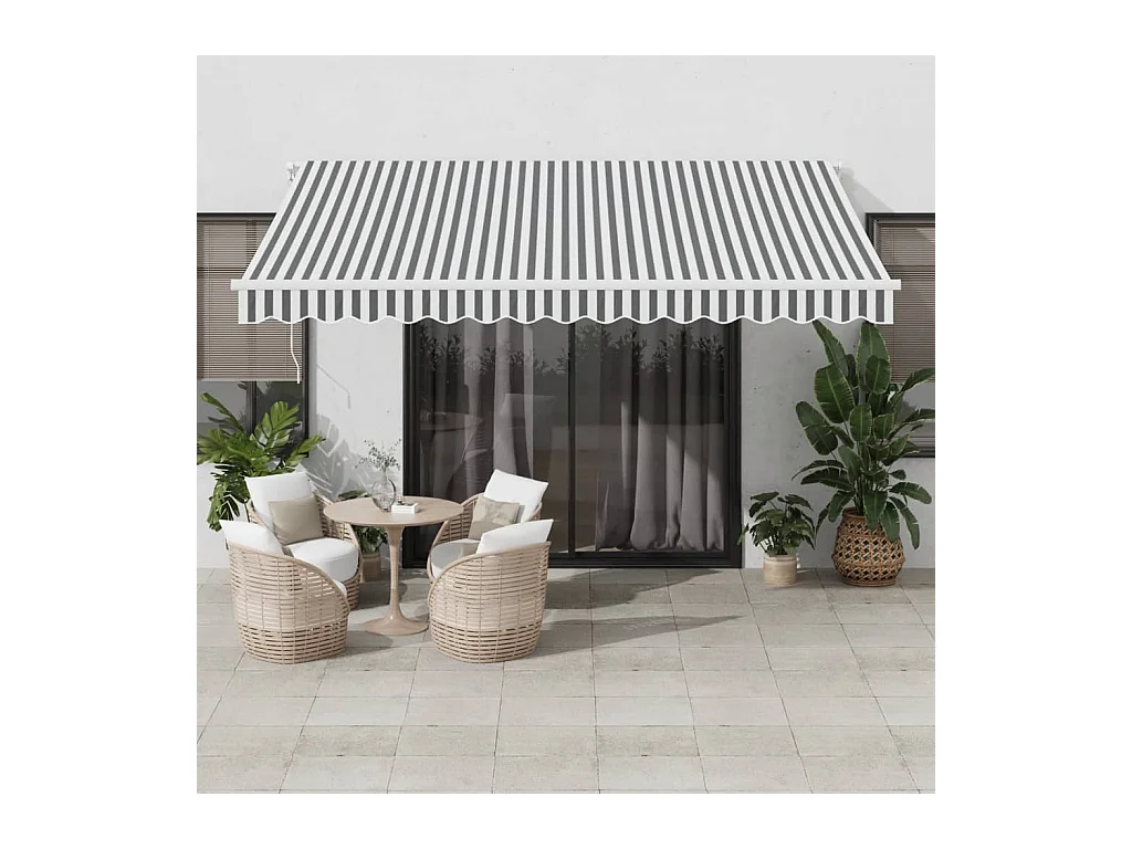 Auvent manuel rétractable anthracite et blanc 400x350 cm
