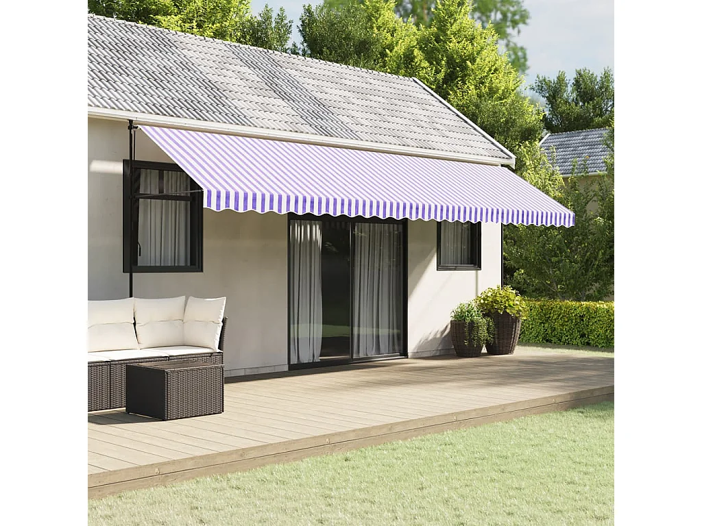 Tissu de remplacement de cantonnière d’auvent rayure bleu blanc