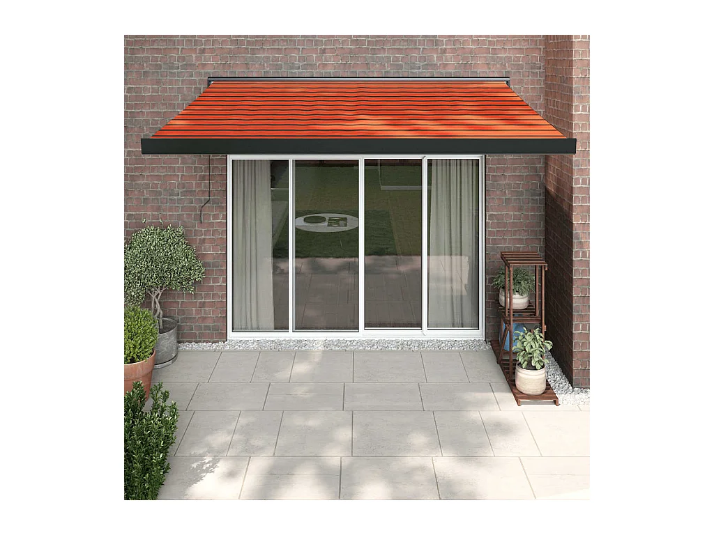 Auvent rétractable orange et marron 3x2,5 m tissu et aluminium