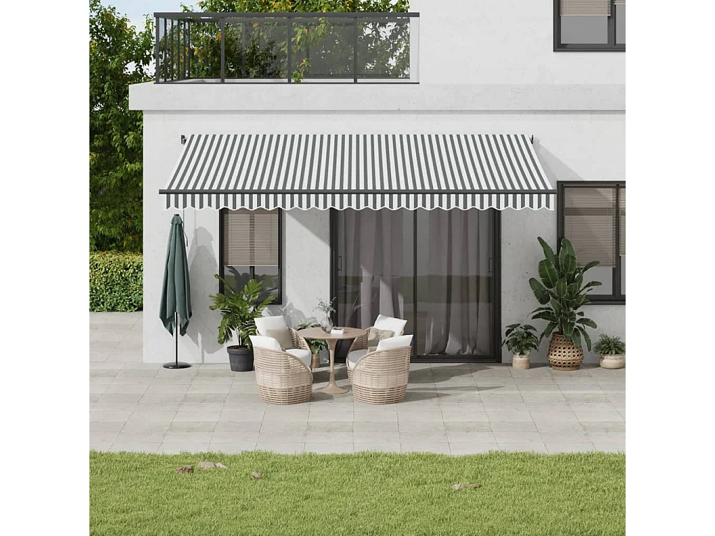 Auvent manuel rétractable avec LED anthracite blanc 500x300 cm