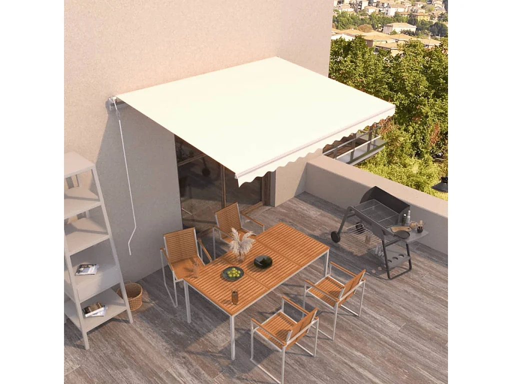 Luifel automatisch uittrekbaar 450x350 cm crèmekleurig