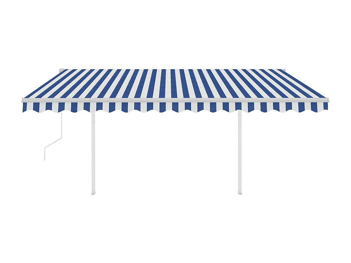 Auvent automatique capteur de vent/LED 4x3,5 m Bleu et blanc