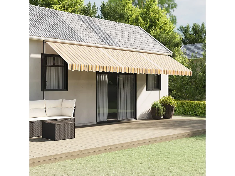 Tessuto di Ricambio per Tenda Strisce Multicolore 6x3,5 m